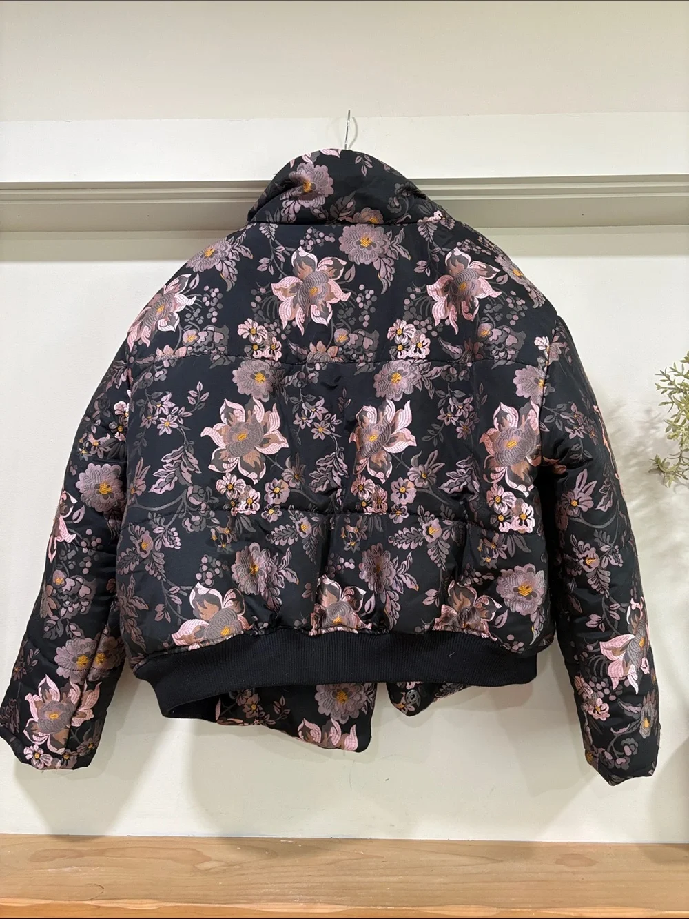 Free People Oversized Jacquard Puffer Floral Jacket, Size M